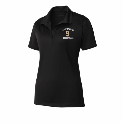 WOMENS BLACK DRIFIT POLO WITH EMBROIDERED LEFT CHEST LOGO 