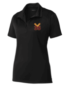 WOMENS BLACK DRIFIT POLO WITH EMBROIDERED LOGO 