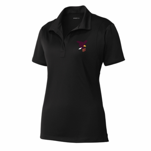 WOMENS BLACK DRIFIT POLO WITH EMBROIDERED LOGO