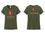 WOMENS DISTRICT MILITARY GREEN ROUND NECK SOFT COTTON TSHIRT WITH SCREENED LOGOS