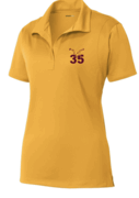 WOMENS GOLD DRIFIT POLO WITH EMBROIDERED LOGO