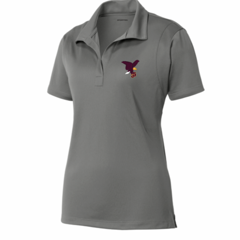 WOMENS GREY DRIFIT POLO WITH EMBROIDERED LOGO