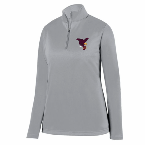 WOMENS GREY HEAVY FLEECE LINED DRIFIT 1/4 ZIP WITH EMBROIDERED LOGO