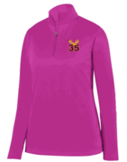 WOMENS HOT PINK FLEECE LINED 1/4 ZIP DRIFIT PULLOVER WITH EMBROIDERED LOGO 