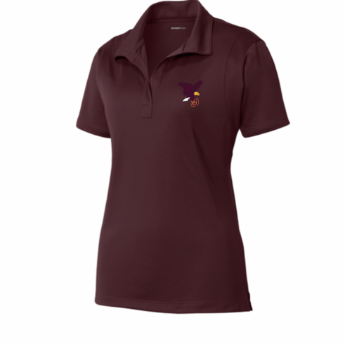 WOMENS MAROON DRIFIT POLO WITH EMBROIDERED LOGO