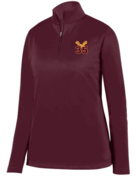 WOMENS MAROON FLEECE LINED 1/4 ZIP DRIFIT PULLOVER WITH EMBROIDERED LOGO 