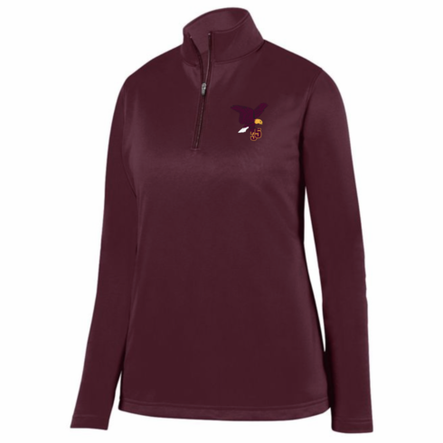 WOMENS MAROON HEAVY FLEECE LINED DRIFIT 1/4 ZIP WITH EMBROIDERED LOGO