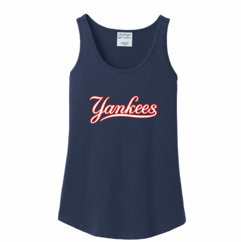 WOMENS NAVY COTTON TANK WITH SCREENED LOGO