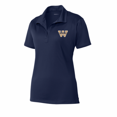 WOMENS NAVY DRIFIT POLO WITH W LOGO EMBROIDERED