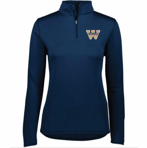 WOMENS NAVYDRIFIT 1/4 ZIP LONG SLEEVE WITH EMBROIDERED W LOGO