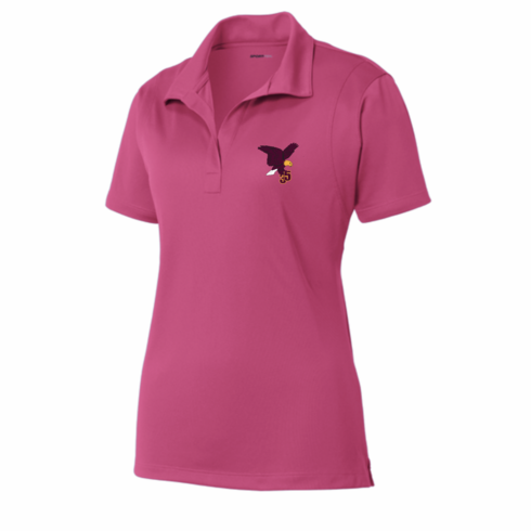 WOMENS PINK DRIFIT POLO WITH EMBROIDERED LOGO