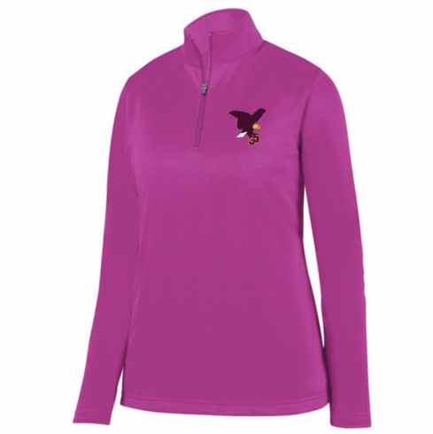 WOMENS PINK HEAVY FLEECE LINED DRIFIT 1/4 ZIP WITH EMBROIDERED LOGO