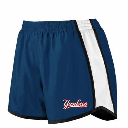 WOMENS RUNNING SHORT NAVY WITH SCREENED LOGO