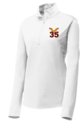 WOMENS WHITE 1/4 ZIP LIGHT WEIGHT TOP WITH EMBROIDERED LOGO