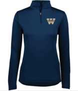 WOMENS NAVYDRIFIT 1/4 ZIP LONG SLEEVE WITH EMBROIDERED W LOGO