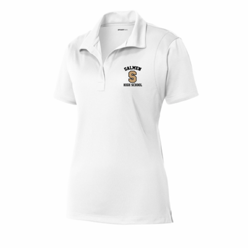 WOMENS WHITE DRIFIT POLO W EMBROIDERED LOGO