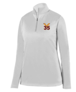 WOMENS WHITE FLEECE LINED 1/4 ZIP DRIFIT PULLOVER WITH EMBROIDERED LOGO 