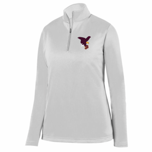 WOMENS WHITE HEAVY FLEECE LINED DRIFIT 1/4 ZIP WITH EMBROIDERED LOGO