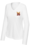 WOMENS WHITE LONG SLEEVE VNECK DRIFIT SHIRT WITH EMBROIDERED LOGO 
