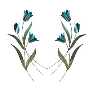 Tulip Pair Blue Metal Wall Sculpture CO174 Tulip Pair Blue Metal Wall Sculpture CO174