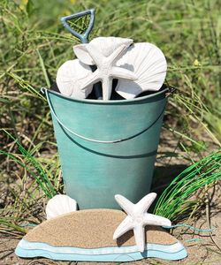 Beach Bucket of Shells - Metal Wall Sculpture
