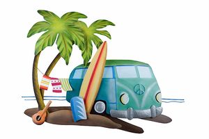 Beach Bus VW (lanai safe) Metal Wall Art