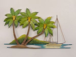 Coconut Palm Tree Alcove Metal Wall Hanging Coconut Palm Tree Alcove Metal Wall Hanging