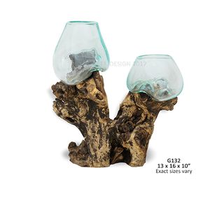 Double Glass Vase on Root Double Glass Vase on Root