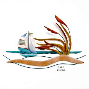 Dunes with Sailboat Metal Wall Art