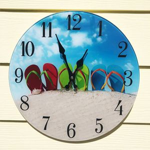 Flip Flop Glass Clock 13.5"