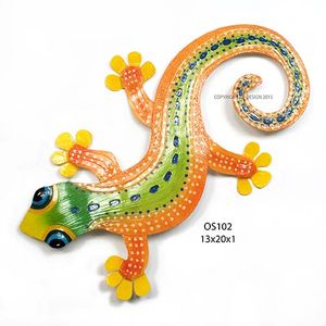 Gecko Orange Metal Wall Art