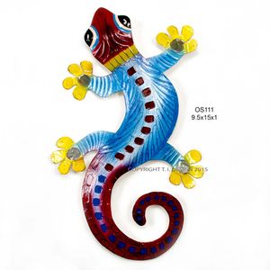 Gecko Red/Yellow/Blue Metal Wall Art