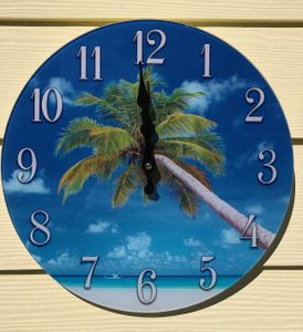 GLASS CLOCK PALM TREE GLASS CLOCK PALM TREE