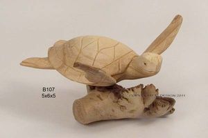 Hand Carved Sea Turtle, 5" x 6" 