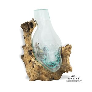 Large Root with Blown Glass Vase Large Root with Blown Glass Vase