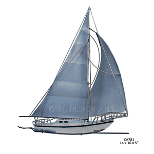 Majestic Sailing Yacht Metal Wall Sculpture