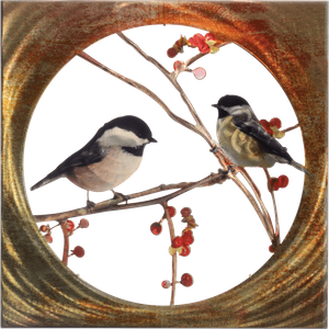 Nature's Symphony Chickadees Singing Metal Wall Art Nature's Symphony Chickadees Singing Metal Wall Art