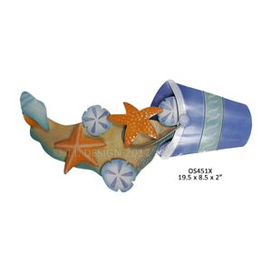 New Beach Pail w/Shells Metal Wall Art