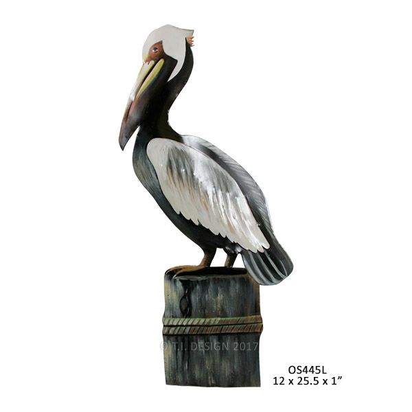 Pelican on Piling Wall Sculpture 