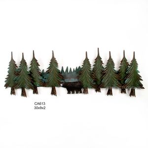 Pine Tree Bear Swag Metal Wall Art Pine Tree Bear Swag Metal Wall Art