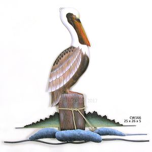 Resting Pelican Metal and Wood Wall Art 