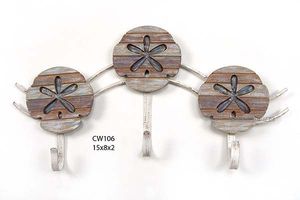 Sand Dollar Triple Hooks Wood Carvings