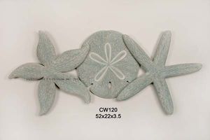 Sand Dollar with Starfish Aqua Wall Sculpture