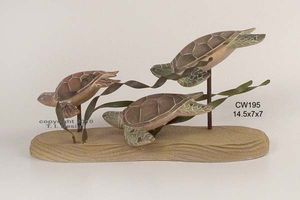 Sea Turtle Trio - Wooden Sculpture