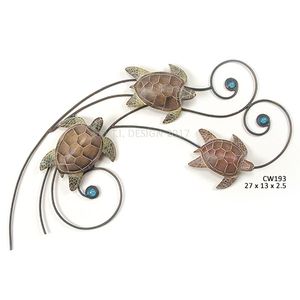 Sea Turtle Wave - Metal and Wood Wall Art