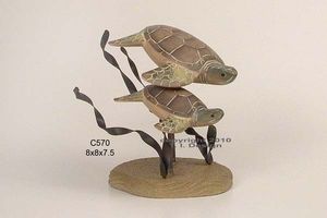 Sea Turtles Table Top - Hand Carved