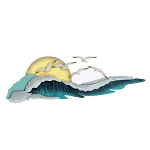 Seagulls on Waves Metal Wall Art
