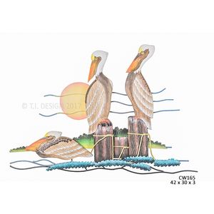 Pelican Trio Metal Wall Sculpture CW165