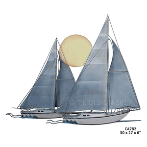Sunset Sailing Metal Wall Sculpture