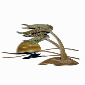 SWAYING TROPICAL PALM SCENE - METAL WALL ART